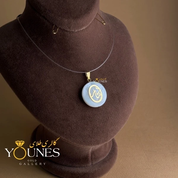 آویز مادر طلا بیضی سنگ صدفی